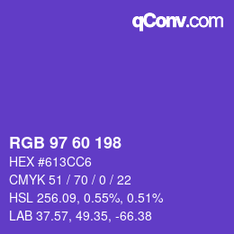 颜色代码: RGB 97 60 198 | qconv.com
