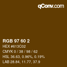 カラーコード: RGB 97 60 2 | qconv.com