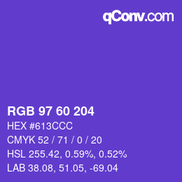 カラーコード: RGB 97 60 204 | qconv.com