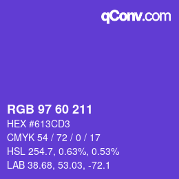 颜色代码: RGB 97 60 211 | qconv.com