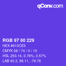 カラーコード: RGB 97 60 229 | qconv.com