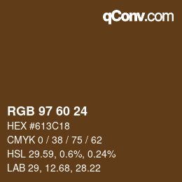 Color code: RGB 97 60 24 | qconv.com