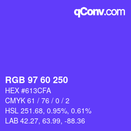 カラーコード: RGB 97 60 250 | qconv.com