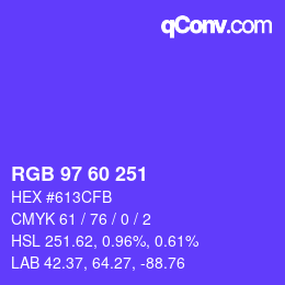カラーコード: RGB 97 60 251 | qconv.com