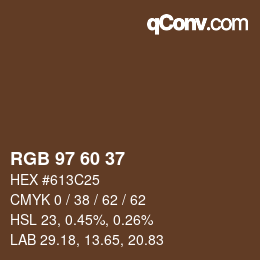 カラーコード: RGB 97 60 37 | qconv.com