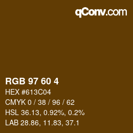 カラーコード: RGB 97 60 4 | qconv.com
