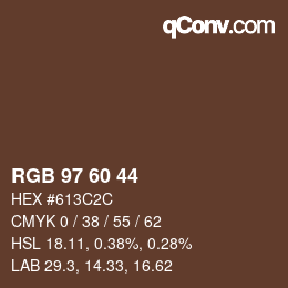 カラーコード: RGB 97 60 44 | qconv.com