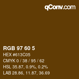 颜色代码: RGB 97 60 5 | qconv.com