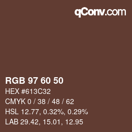 カラーコード: RGB 97 60 50 | qconv.com