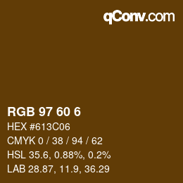 カラーコード: RGB 97 60 6 | qconv.com