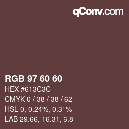 Color code: RGB 97 60 60 | qconv.com