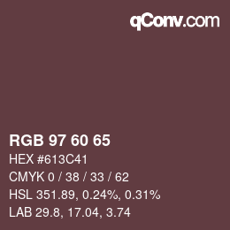 カラーコード: RGB 97 60 65 | qconv.com