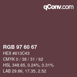 カラーコード: RGB 97 60 67 | qconv.com