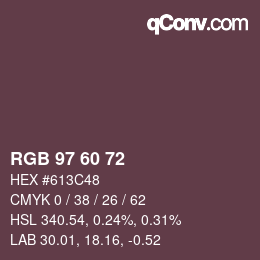 カラーコード: RGB 97 60 72 | qconv.com