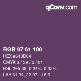 カラーコード: RGB 97 61 100 | qconv.com