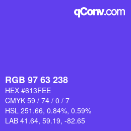 颜色代码: RGB 97 63 238 | qconv.com