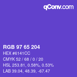 カラーコード: RGB 97 65 204 | qconv.com