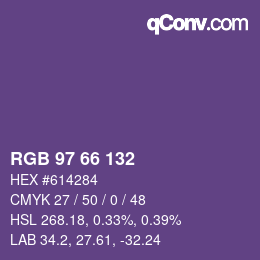 Color code: RGB 97 66 132 | qconv.com