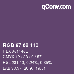 Código de color: RGB 97 68 110 | qconv.com