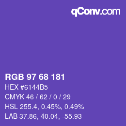 カラーコード: RGB 97 68 181 | qconv.com