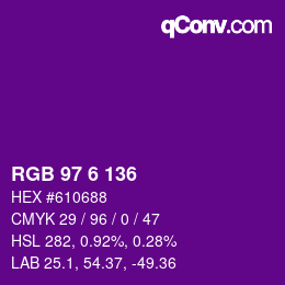 颜色代码: RGB 97 6 136 | qconv.com