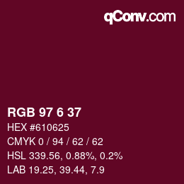 Color code: RGB 97 6 37 | qconv.com