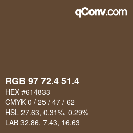 カラーコード: RGB 97 72.4 51.4 | qconv.com