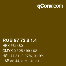 カラーコード: RGB 97 72.8 1.4 | qconv.com