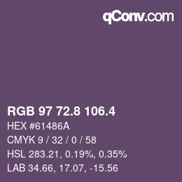 カラーコード: RGB 97 72.8 106.4 | qconv.com