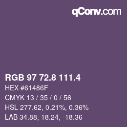 カラーコード: RGB 97 72.8 111.4 | qconv.com