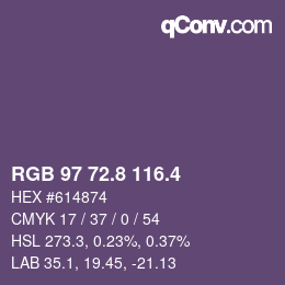 カラーコード: RGB 97 72.8 116.4 | qconv.com