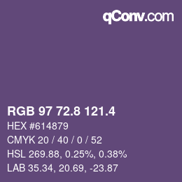 カラーコード: RGB 97 72.8 121.4 | qconv.com
