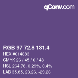 カラーコード: RGB 97 72.8 131.4 | qconv.com