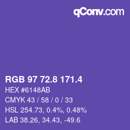 カラーコード: RGB 97 72.8 171.4 | qconv.com
