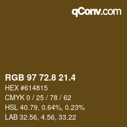 カラーコード: RGB 97 72.8 21.4 | qconv.com