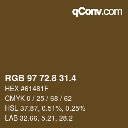 カラーコード: RGB 97 72.8 31.4 | qconv.com