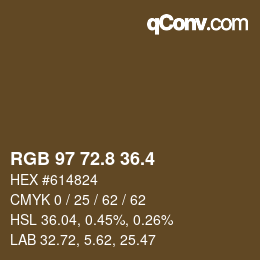 カラーコード: RGB 97 72.8 36.4 | qconv.com