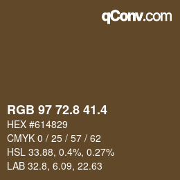 カラーコード: RGB 97 72.8 41.4 | qconv.com