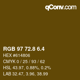 カラーコード: RGB 97 72.8 6.4 | qconv.com