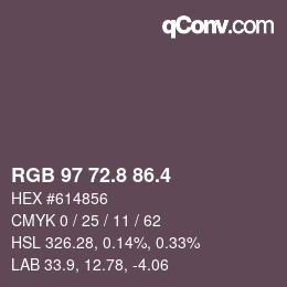 カラーコード: RGB 97 72.8 86.4 | qconv.com