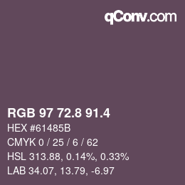 カラーコード: RGB 97 72.8 91.4 | qconv.com
