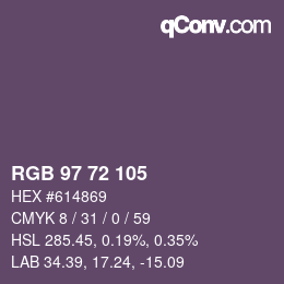 Color code: RGB 97 72 105 | qconv.com
