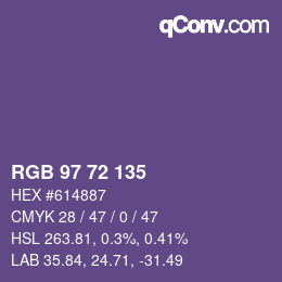 颜色代码: RGB 97 72 135 | qconv.com
