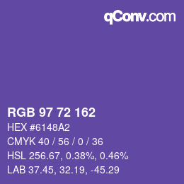 カラーコード: RGB 97 72 162 | qconv.com