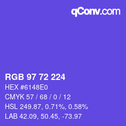 Color code: RGB 97 72 224 | qconv.com