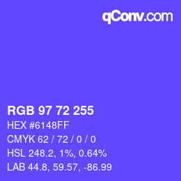 Color code: RGB 97 72 255 | qconv.com
