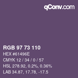 颜色代码: RGB 97 73 110 | qconv.com