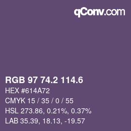 カラーコード: RGB 97 74.2 114.6 | qconv.com