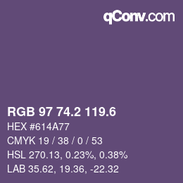 カラーコード: RGB 97 74.2 119.6 | qconv.com