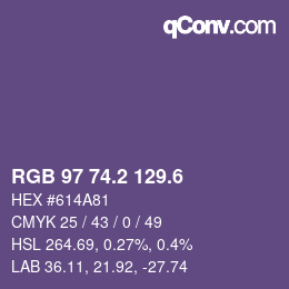 カラーコード: RGB 97 74.2 129.6 | qconv.com